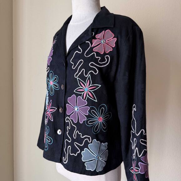 Draper’s & Damon’s Floral Embroidered Jacket S-M Whimsigoth Art Dark Academia - Picture 7 of 8